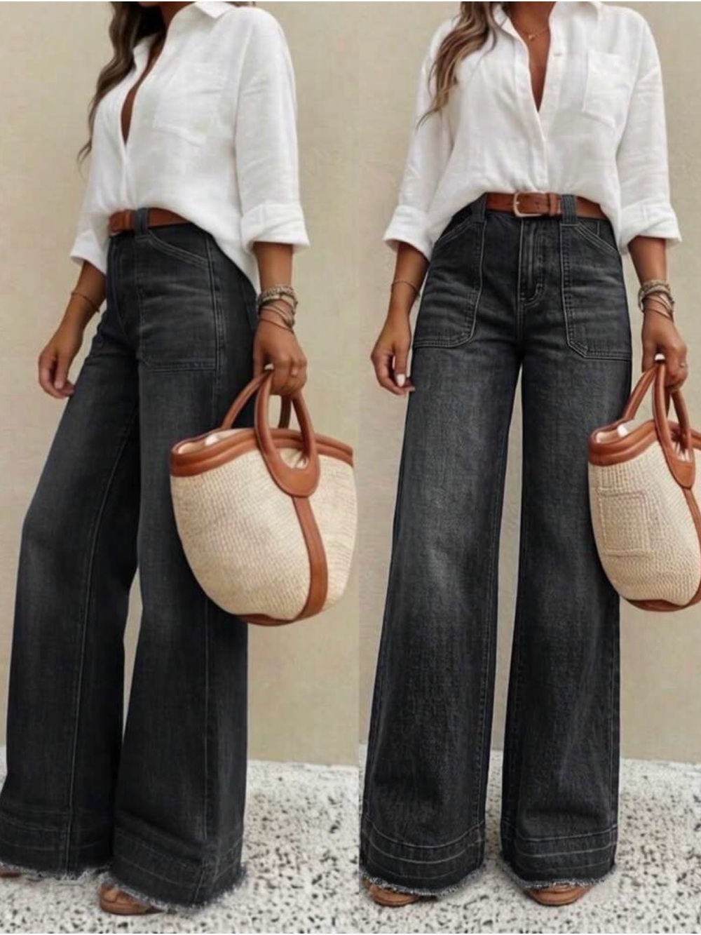 NEW High-Waist Wide Leg Women's Jeans in Washed Black